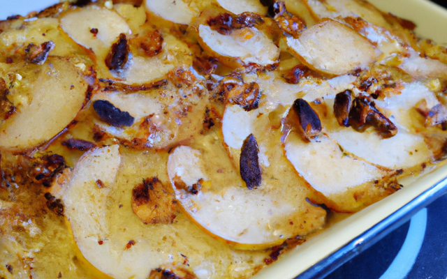 Gratin de poires williams aux amandes et noisettes concassées