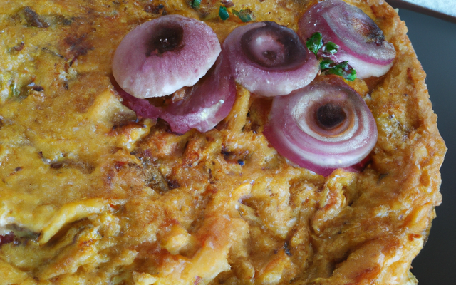 Cake fromage, oignons et pignons