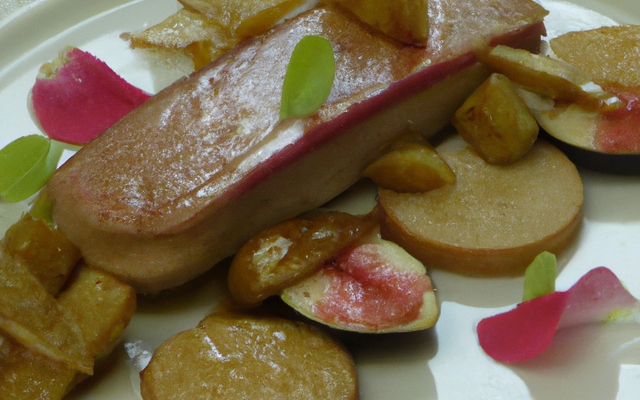 Foie gras poêllé aux pommes et rhubarbe