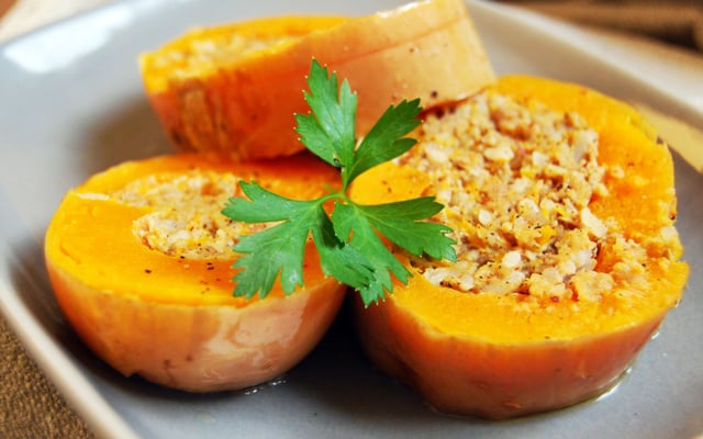 Courge butternut farcie au veau épicé
