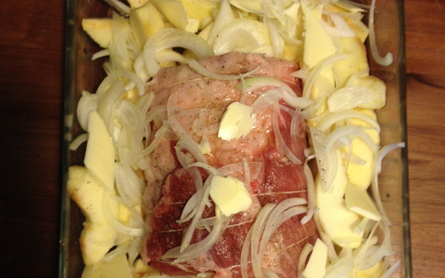 Rôti de porc aux pommes miellées