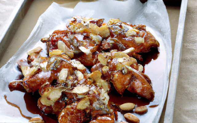Poulet sucré au miel et amandes