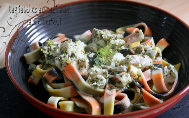 Tagliatelles au cabillaud sauce cerfeuil