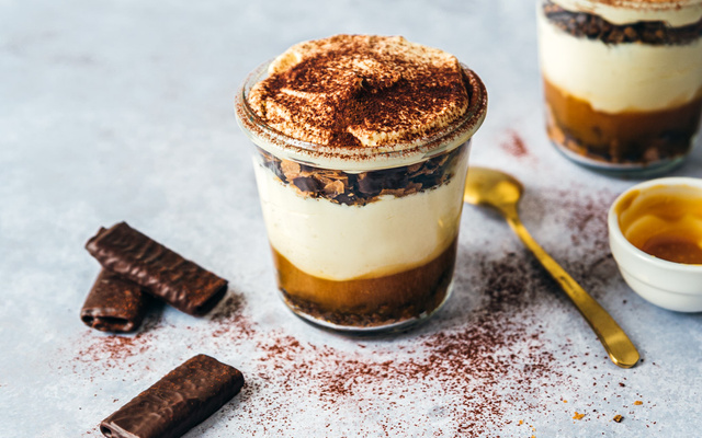 Tiramisu caramel beurre salé & crêpes dentelle chocolat noir