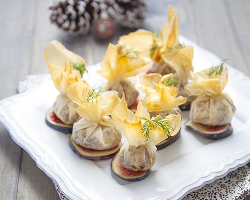 Mini-aumônières au tempeh & marrons