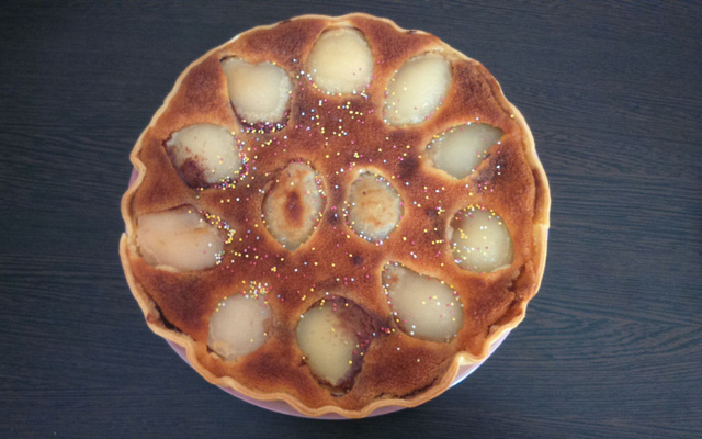 Tarte aux poires et chocolat fondu