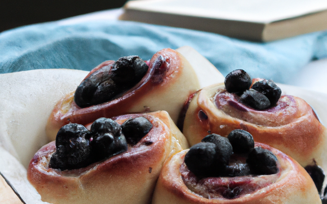 Blueberry buns ou brioches aux myrtilles