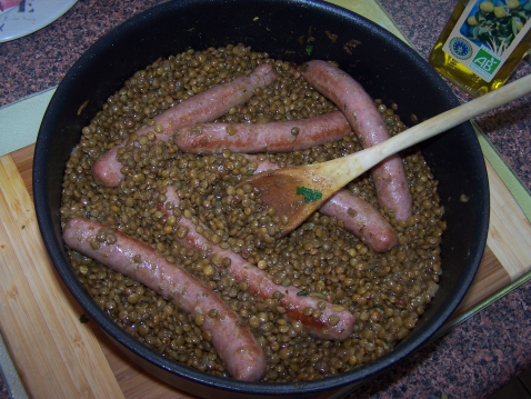 Saucisses aux lentilles