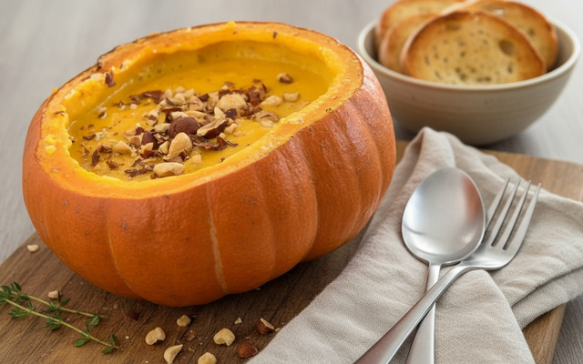 Soupe de potimarron dans le potimarron