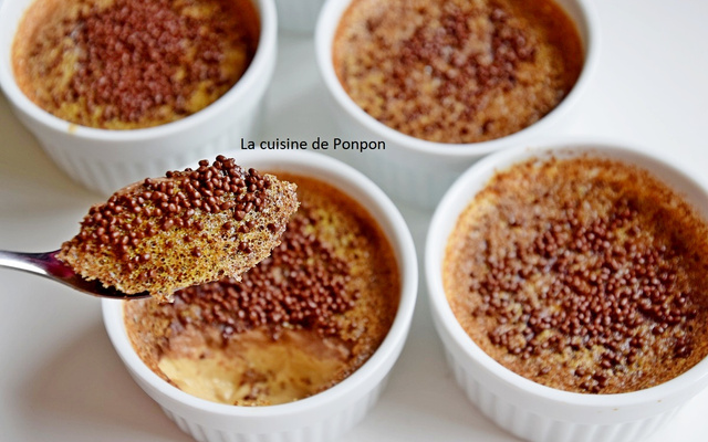 Flan à la confiture de lait cacao et noisettes