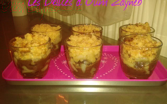 Verrine poire chocolat crumble