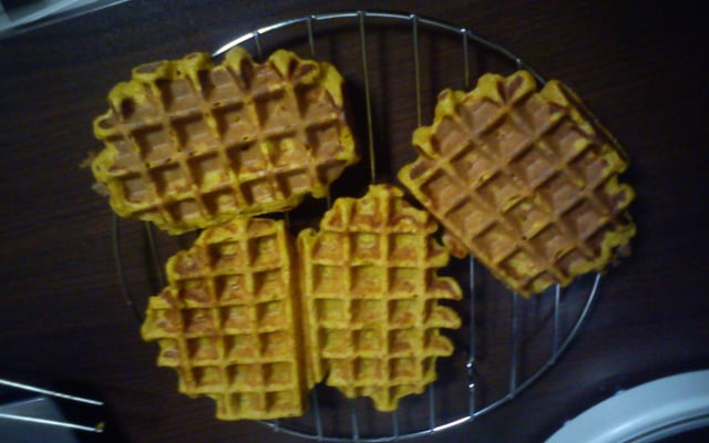 Gaufre de patate douce et son velouté crocodile