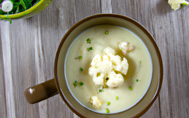 Velouté de choux fleur, chèvre frais et huile de noisette