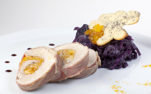 Filet mignon aux abricots, chou rouge à la flamande