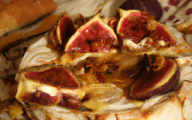 Camembert rôti aux figues et aux pignons de pain