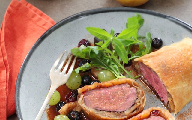 Magret de canard en feuilles de brick façon pastilla