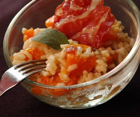 Risotto au potiron, sauge et coppa