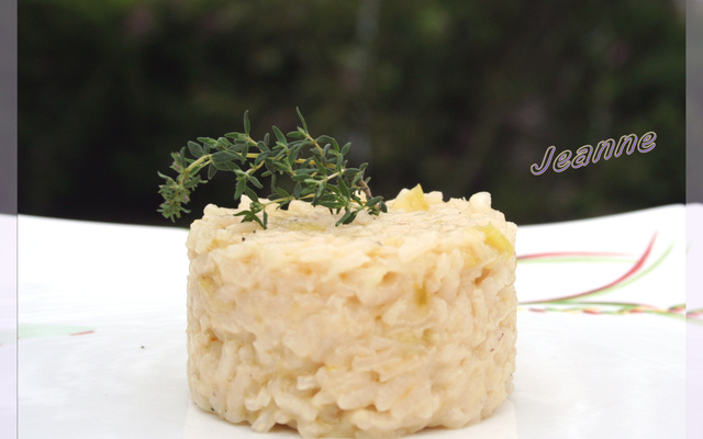 Risotto à l'ail et aux poireaux