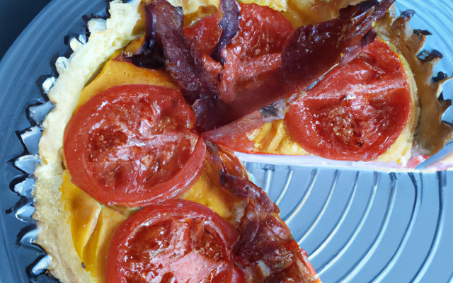 Quiche tomatée aux lardons et bleu
