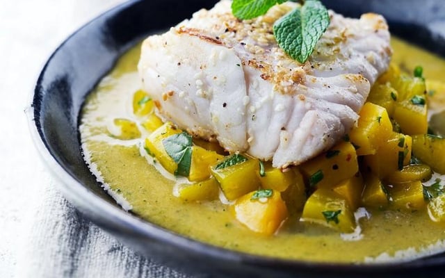 Dos de cabillaud aux pêches