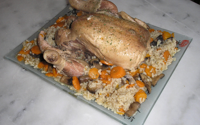 Poule fermière au riz