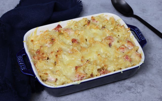 Gratin de pâtes au jambon