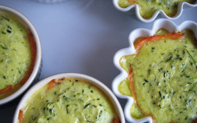 Timbales de courgette au saumon