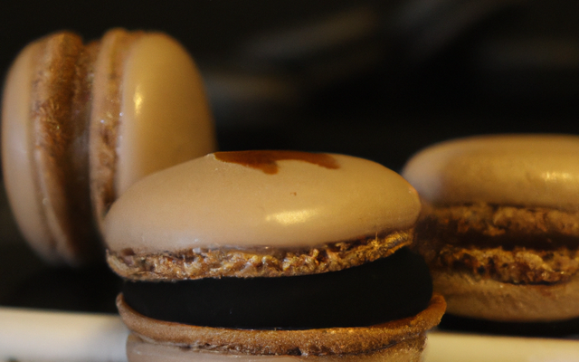 Macaron noir à la crème de spéculoos