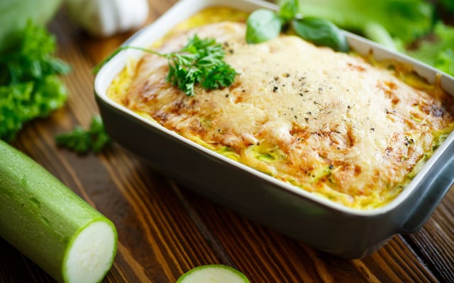 Clafoutis courgettes fromage de chèvre et menthe