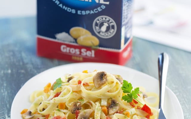 Tagliatelles aux légumes et gomasio