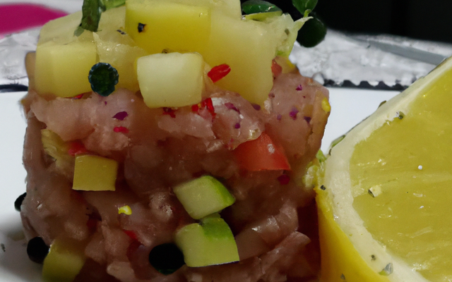 Tartare de thon rouge, pommes granny smith graine de pavot et citron confit