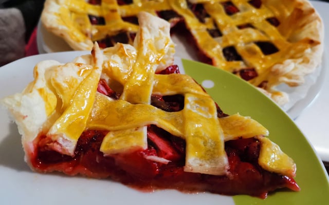 Tarte aux fraises quadrillée