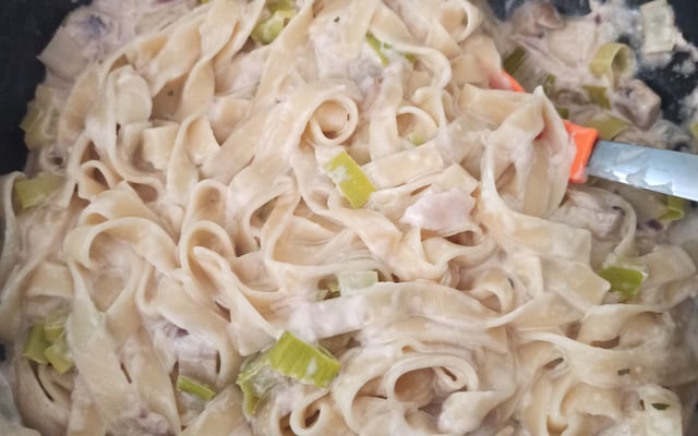 Tagliatelles poireaux et champignons