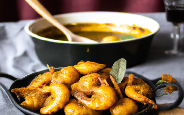Madeleines aux crevettes et curry