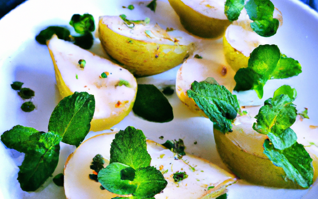 Poires d'orgeval au poivre et menthe de Milly