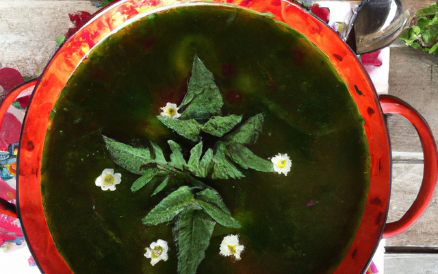 Brouet revitalisant aux orties et coquelicot, soupe