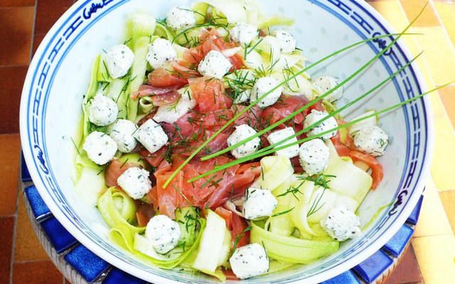 Tagliatelles de courgettes au saumon faciles