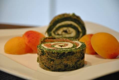 Roulé épinards, saumon et boursin