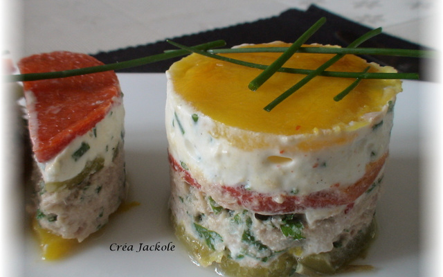 Thon et chèvre enlacés de poivrons tricolores bon marché
