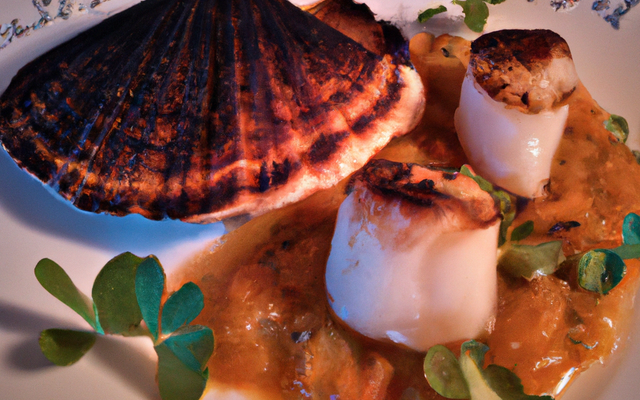 Saint-Jacques poêlées au pavot bleu, panais en deux façons, écume de lard fumé