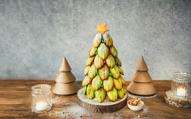 Sapin de Noël madeleines pistaches