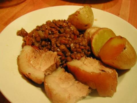 Jarret de porc aux lentilles