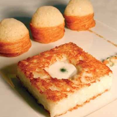 Enrubanné de langoustine royale, risotto poêlé, écume épicée au Sauternes