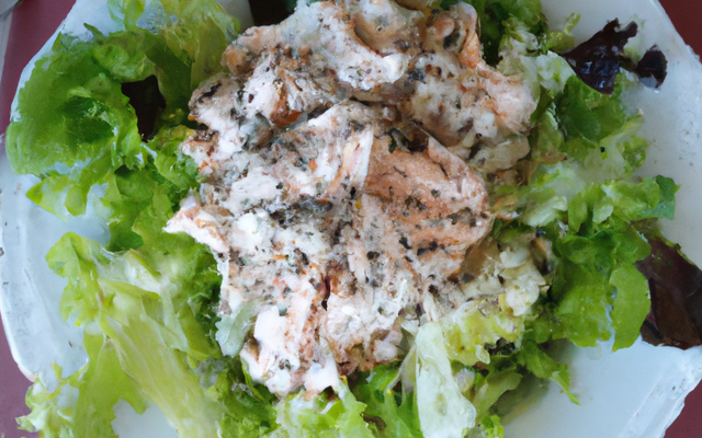 Salade de poulet et fenouil, sauce au chèvre