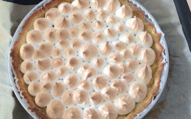 Tarte meringuée aux pommes, pâte aux spéculoos