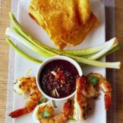 Crevettes à la sauce au chocolat