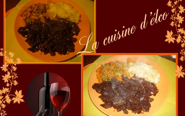 Foie de porc caramélisé à la sauce de vin rouge