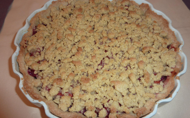 Tarte crumble framboises et abricots