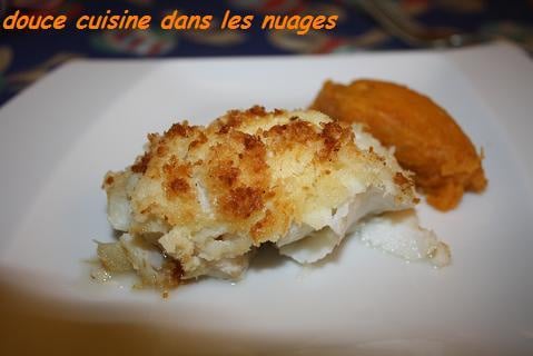 Pavé de Cabillaud au Crumble Coco et purée de patate douce