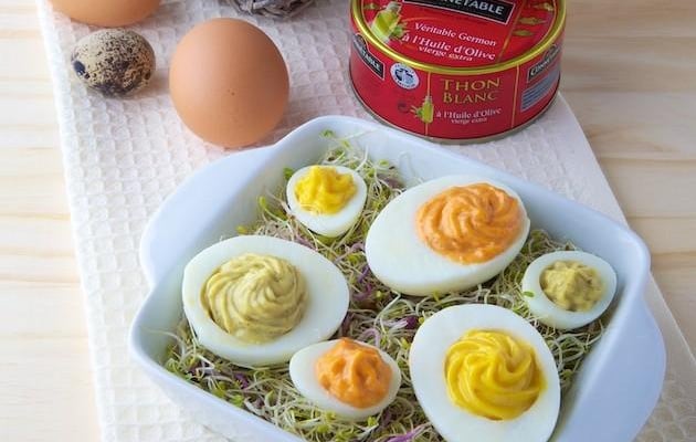 Le trio d'œufs mimosa au thon et 3 saveurs